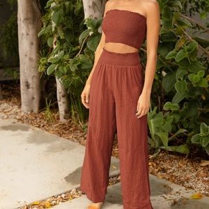 SHEIN Shirred Crop Tube Top & Crinkle Pants Set ✨